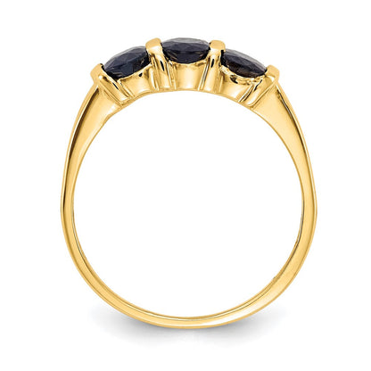14K Gelbgold Ring mit ovalem Saphir, 6x4 mm