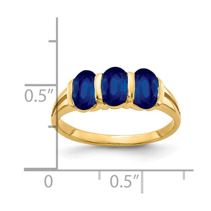 14K Gelbgold Ring mit ovalem Saphir, 6x4 mm