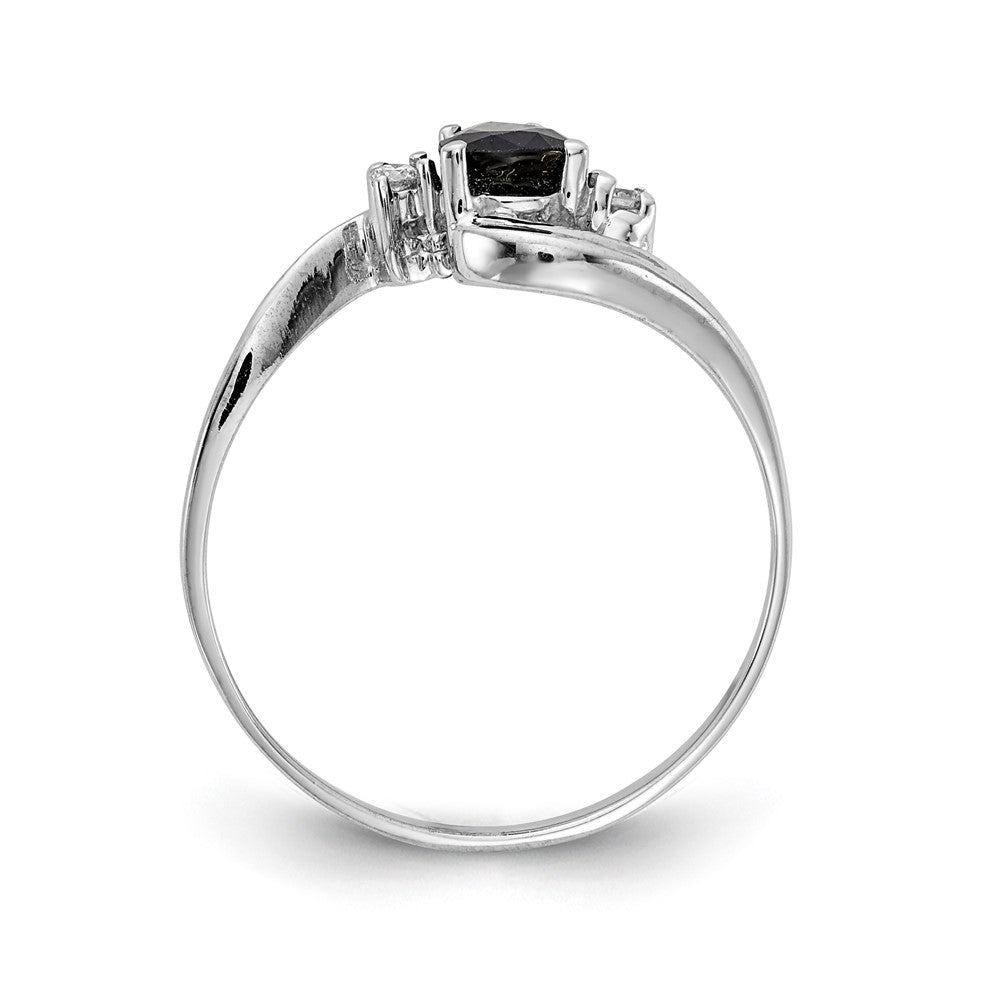 14K Weißgold 6x4mm Tropfen Saphir A Echt Diamant Ring