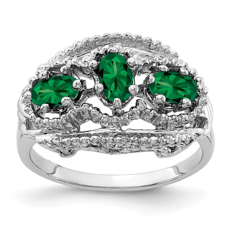Ring aus massivem 14K Weißgold mit Mount-Saint-Helens-Stein im Ovalschliff, 5 x 3 mm