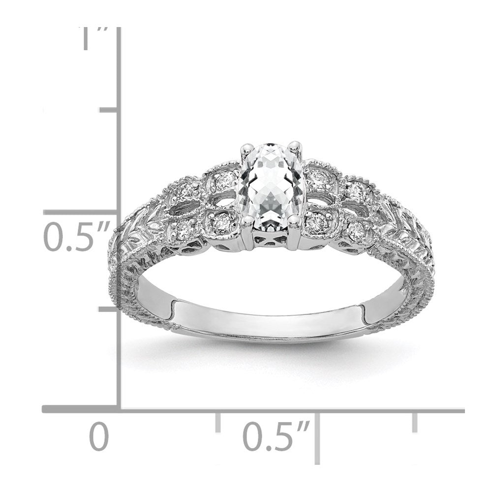 Massiv 14K Weißgold 6x4mm Oval Zirkonia Aaa Synthetisch Zirkonia Ring