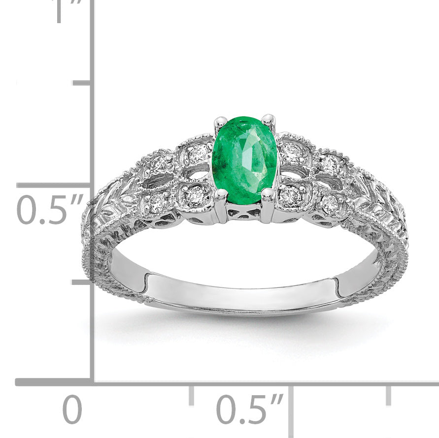 14K Weißgold 6x4mm Oval Smaragd Aaa Diamant Ring