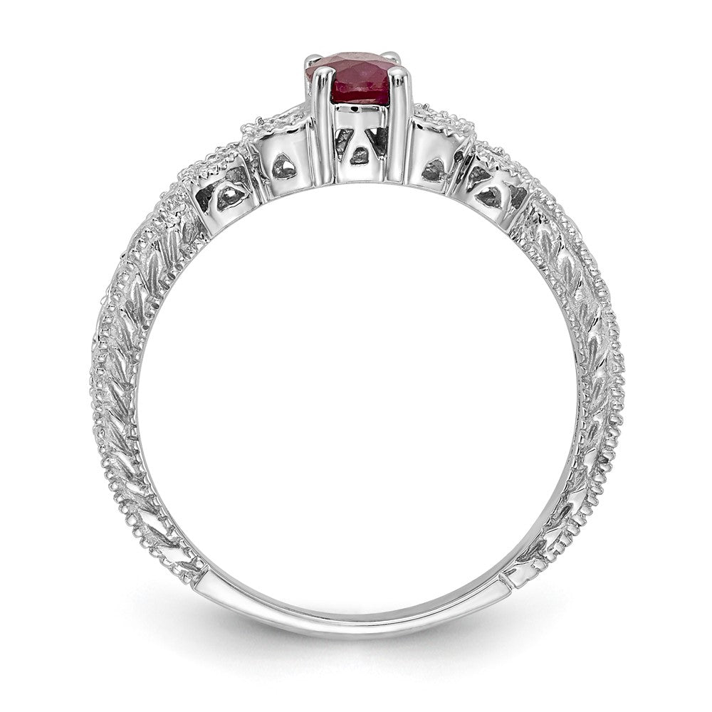 14K Weißgold 6x4mm Oval Rubin A Echt Diamant Ring