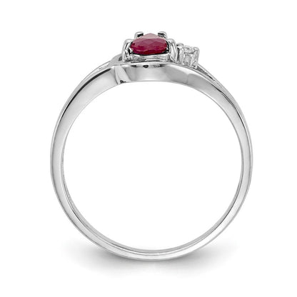 14K Weißgold Rubin Echt Diamant Ring