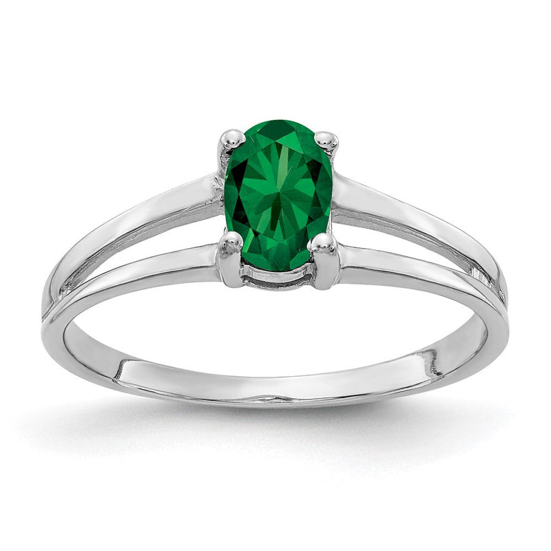 Ring aus massivem 585 Weißgold mit Fassung für ovalen 6x4mm Mount-St.-Helens-Edelstein