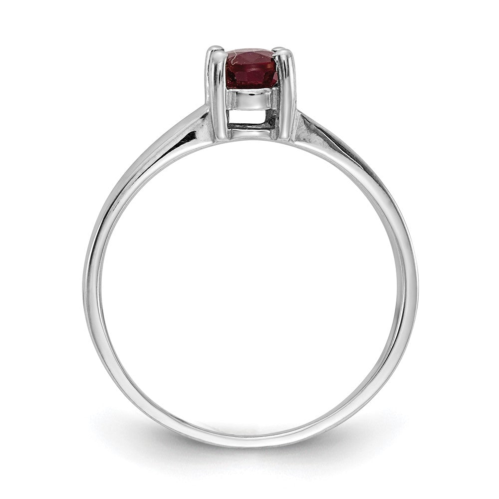 Massiv 14K Weißgold Synthetisch Rubin Ring