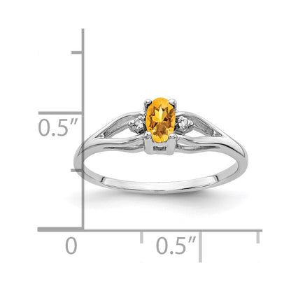 14K Weißgold 5x3mm Oval Citrin Aaa Diamant Ring