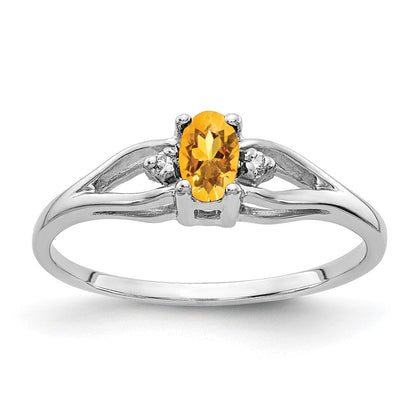 14K Weißgold 5x3mm Oval Citrin Aaa Diamant Ring