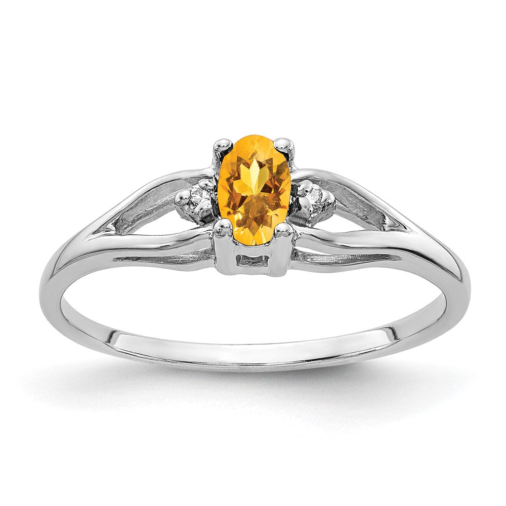 14K Weißgold 5x3mm Oval Citrin Vs Diamant Ring