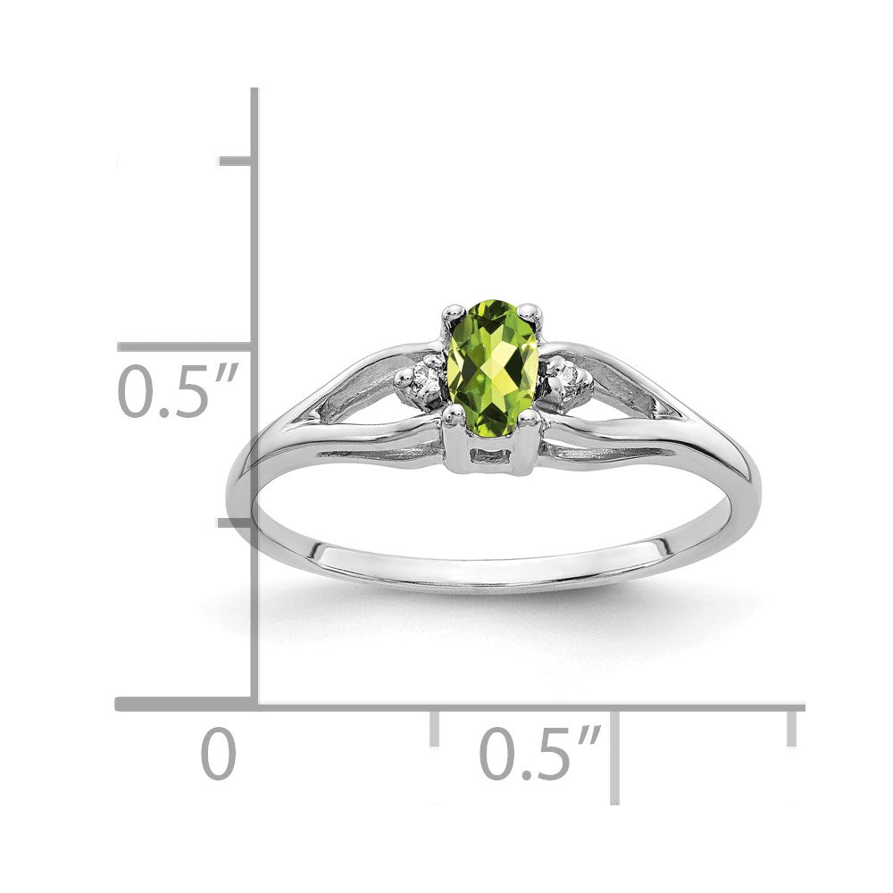 14K Weißgold 5x3mm Oval Peridot Vs Diamant Ring