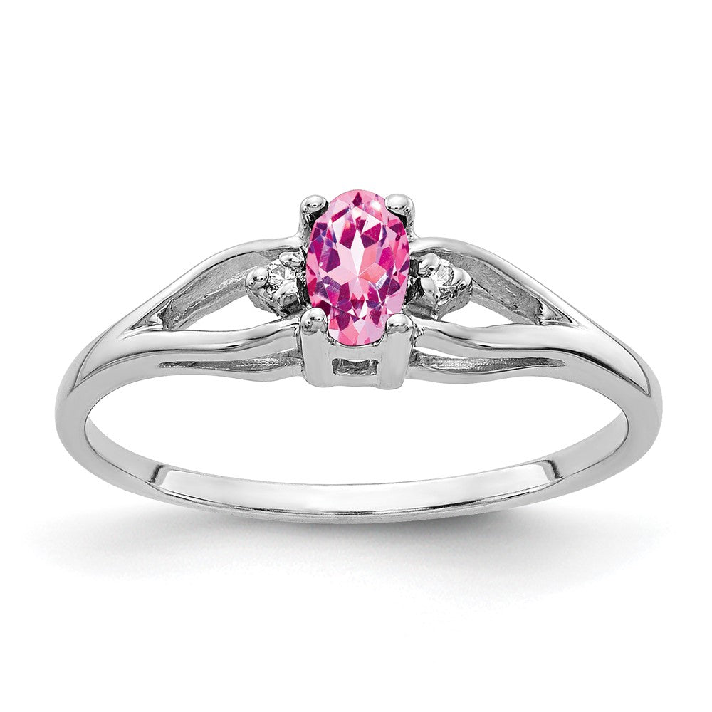 14K Weißgold 5x3mm Oval Rosa Saphir A Echt Diamant Ring