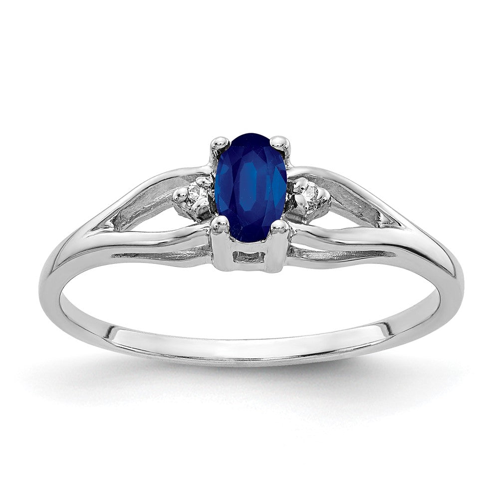 14K Weißgold 5x3mm Oval Saphir A Echt Diamant Ring