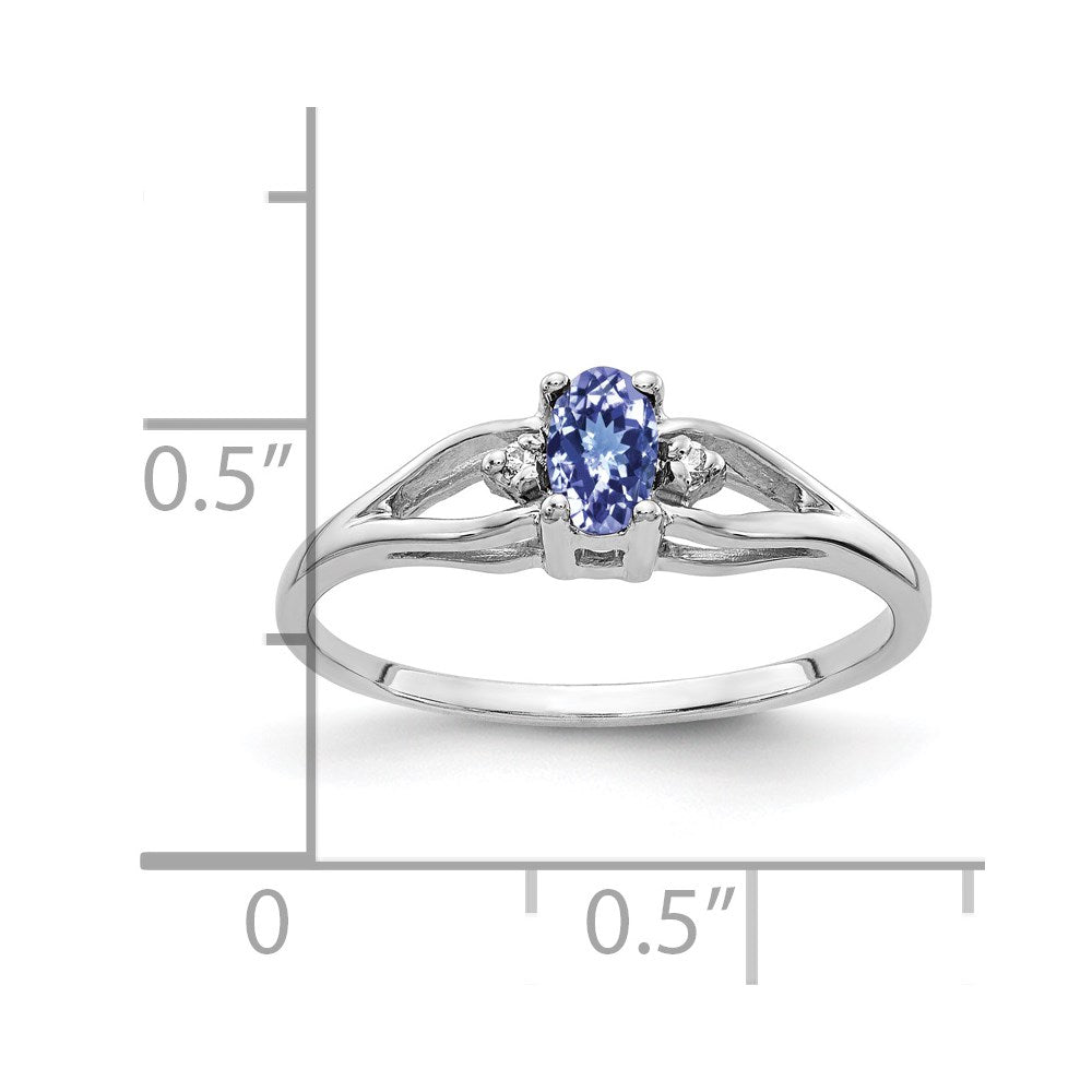 14K Weißgold 5x3mm Oval Tansanit A Diamant Ring