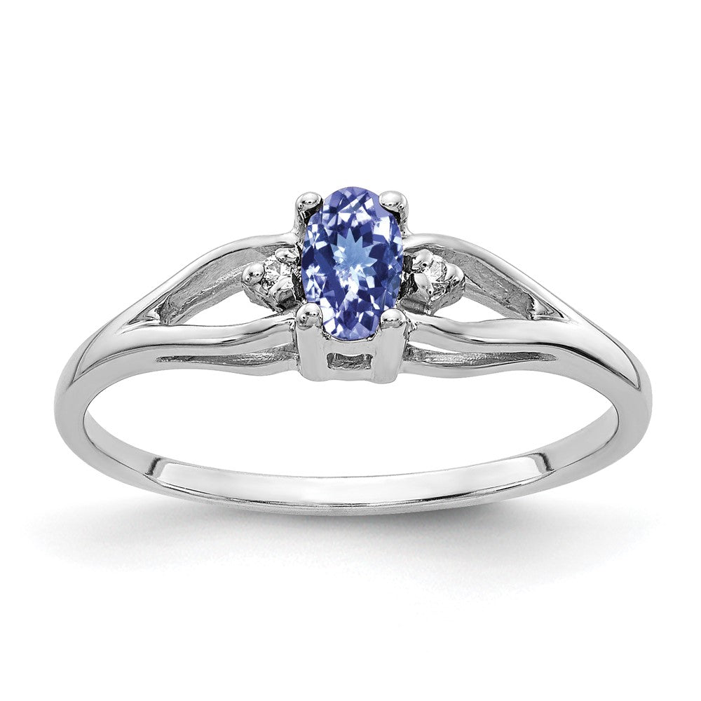 14K Weißgold 5x3mm Oval Tansanit Vs Diamant Ring