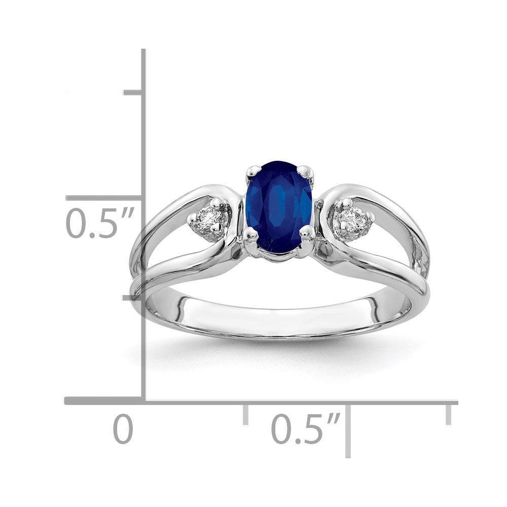 14K Weißgold 6x4mm Oval Saphir A Echt Diamant Ring