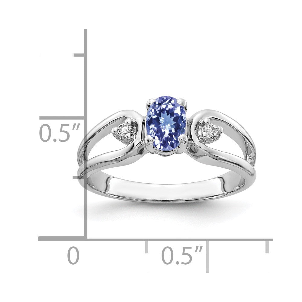 14K Weißgold 6x4mm Oval Tansanit Aaa Diamant Ring
