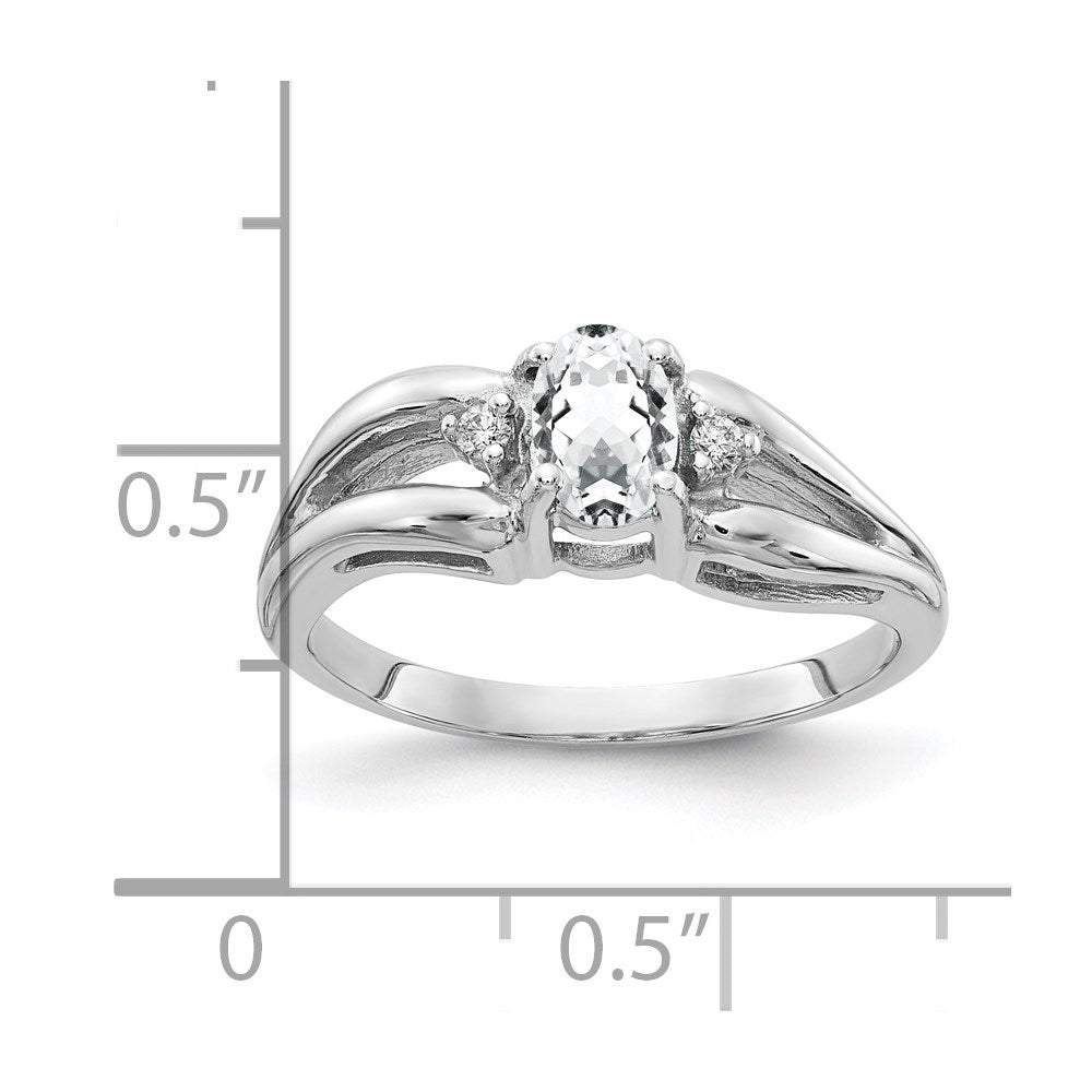 Ring aus 14K Weißgold mit ovalem 6x4 mm Zirkonia und echtem VS Diamant