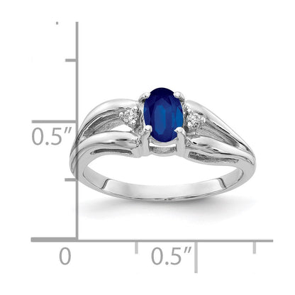 14K Weißgold 6x4mm Oval Saphir A Echt Diamant Ring