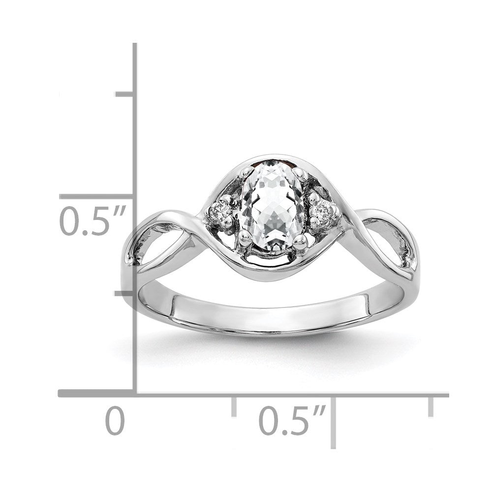 14K Weißgold 6x4mm Oval Zirkonia A Echt Diamant Ring