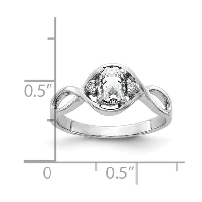 14K Weißgold 6x4mm Oval Zirkonia A Echt Diamant Ring