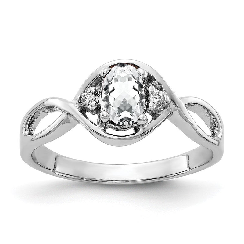 14K Weißgold 6x4mm Oval Zirkonia A Echt Diamant Ring