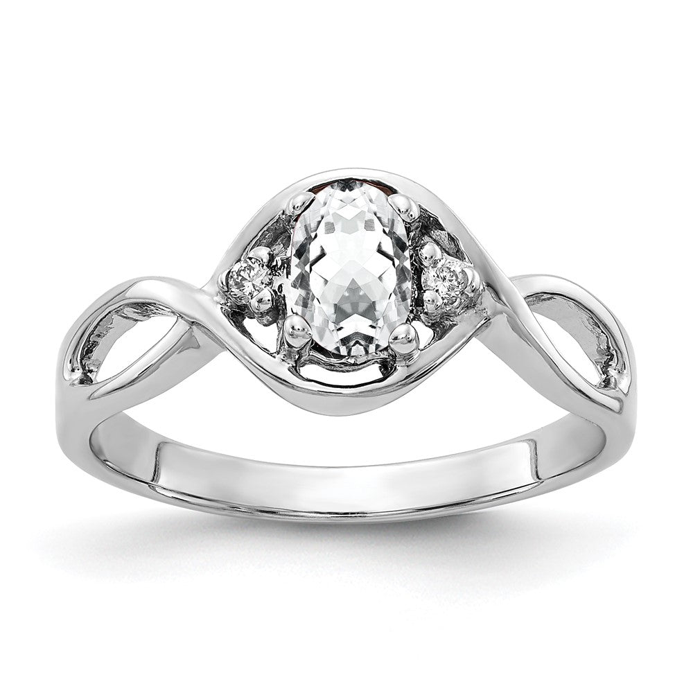 Massiv 14K Weißgold 6x4mm Oval Zirkonia Aaa Synthetisch Zirkonia Ring