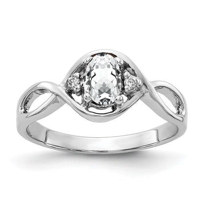 Massiv 14K Weißgold 6x4mm Oval Zirkonia Aaa Synthetisch Zirkonia Ring