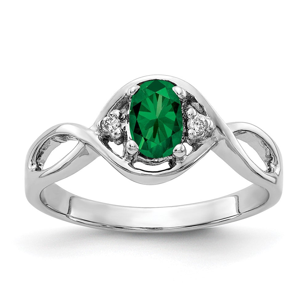 14K Weißgold 6x4mm Oval Fassung St. Helens A Echt Diamant Ring