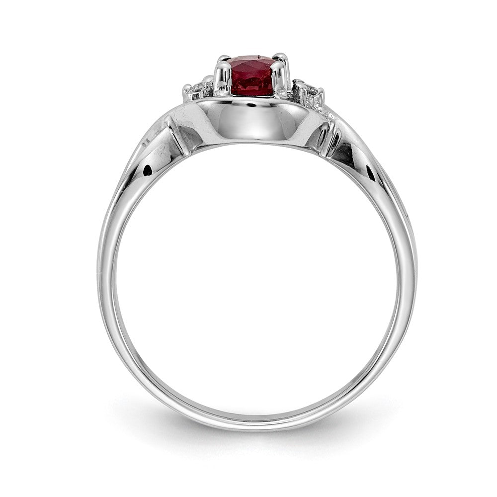 14K Weißgold 6x4mm Oval Rubin A Echt Diamant Ring