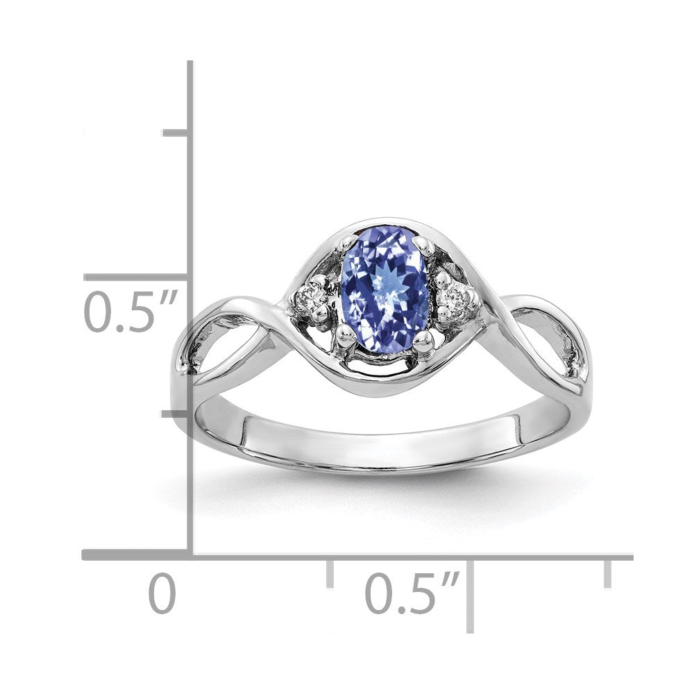 14K Weißgold 6x4mm Oval Tansanit Aaa Diamant Ring