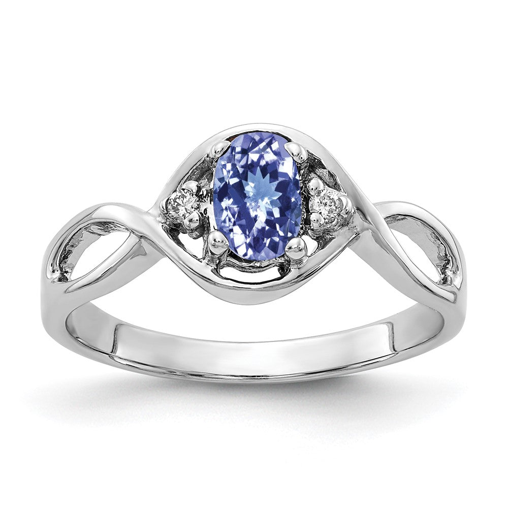 14K Weißgold 6x4mm Oval Tansanit Aaa Diamant Ring