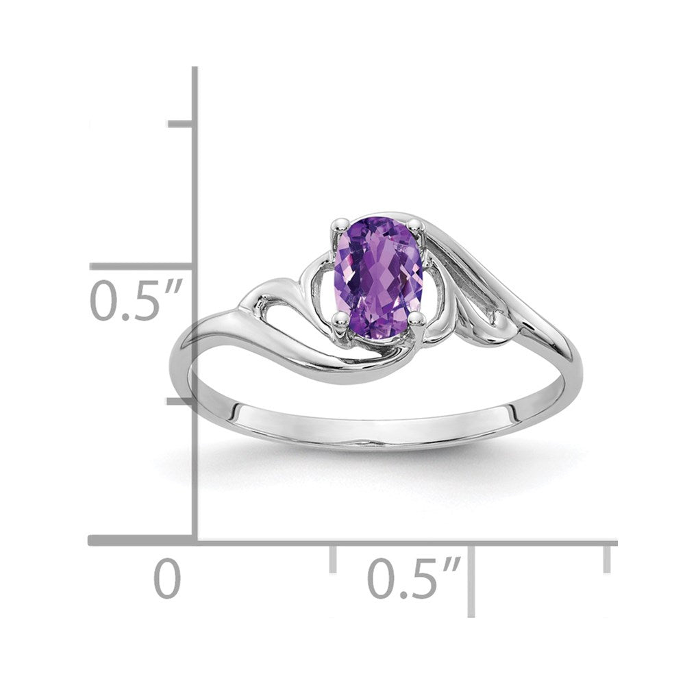 14K Weißgold Ring mit ovalem Amethyst 6x4mm