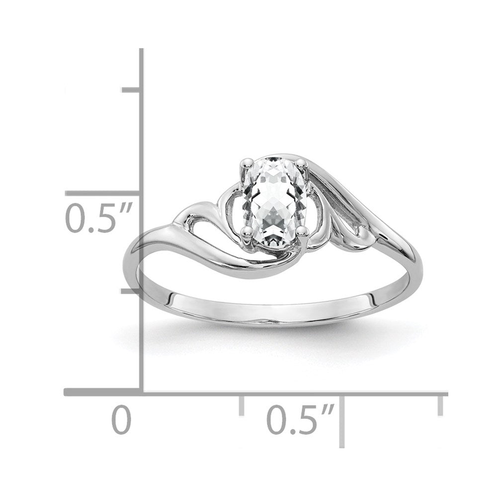 14K Weißgold Ring mit ovalem Zirkonia, 6 x 4 mm