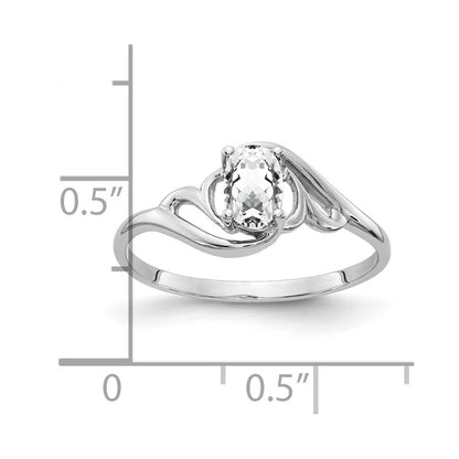 14K Weißgold Ring mit ovalem Zirkonia, 6 x 4 mm