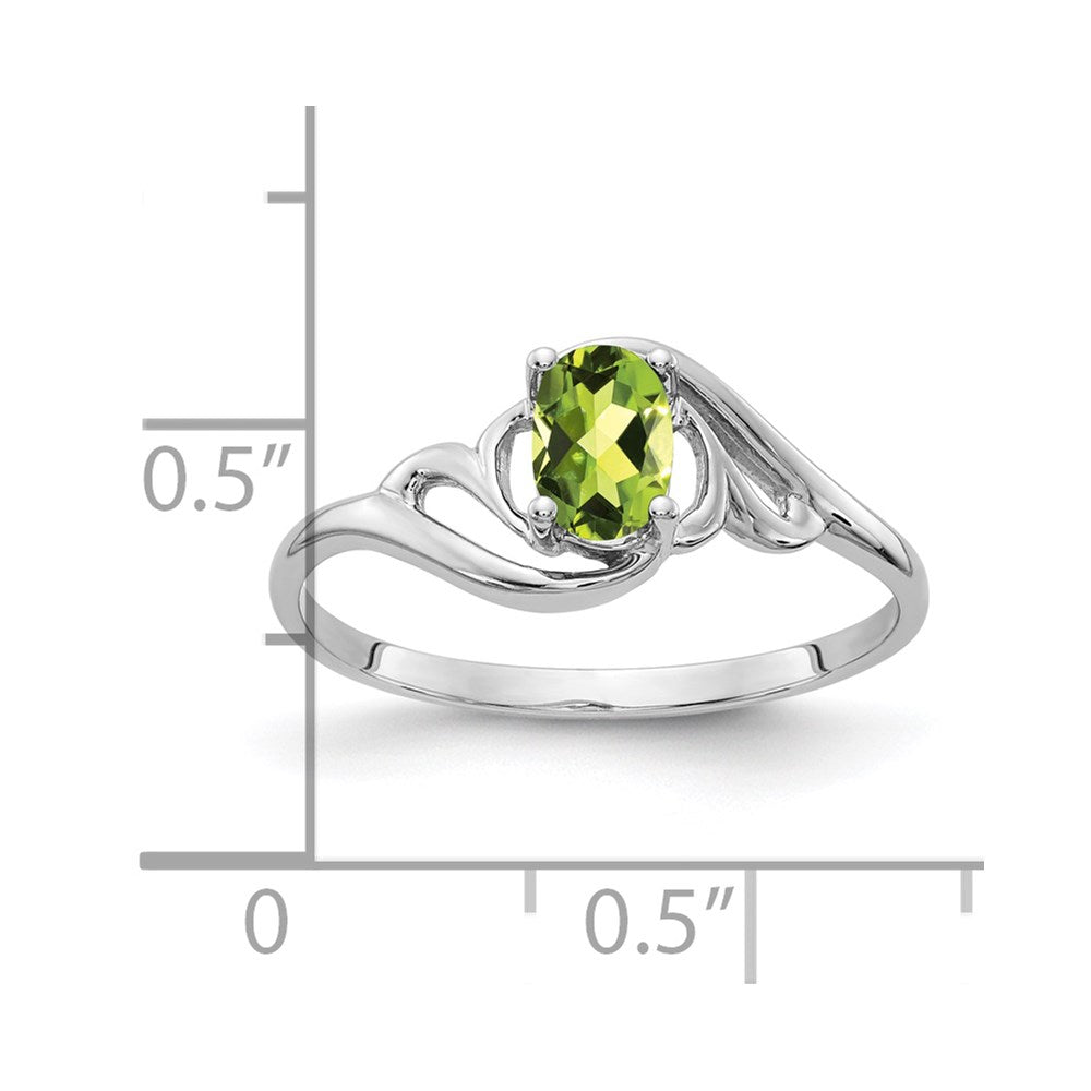 14K Weißgold Ring mit ovalem Peridot 6x4mm