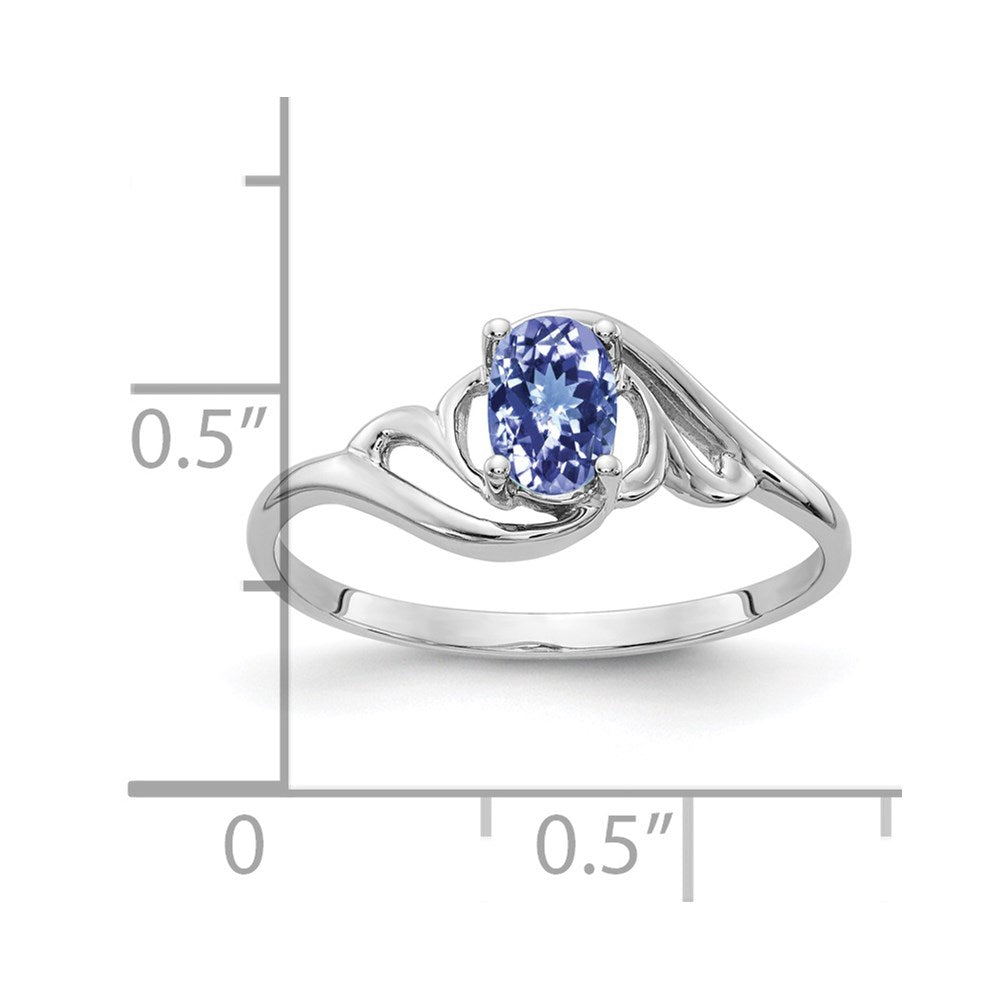 14K Weißgold Ring mit ovalem Tansanit 6x4mm