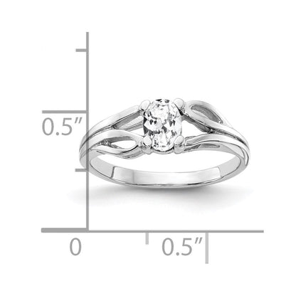 Ring aus massivem 585er Weißgold mit ovalem Zirkonia, 6 x 4 mm