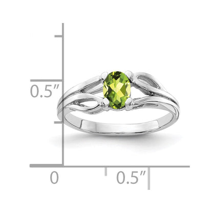 14K Weißgold Ring mit ovalem 6x4 mm Peridot