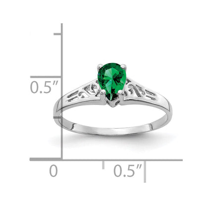 14K Weißgold Ring mit Fassung für 6 x 4 mm Birnenschliff Mount-Helens-Stein