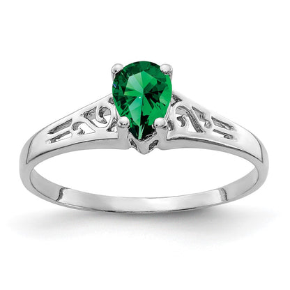 14K Weißgold Ring mit Fassung für 6 x 4 mm Birnenschliff Mount-Helens-Stein