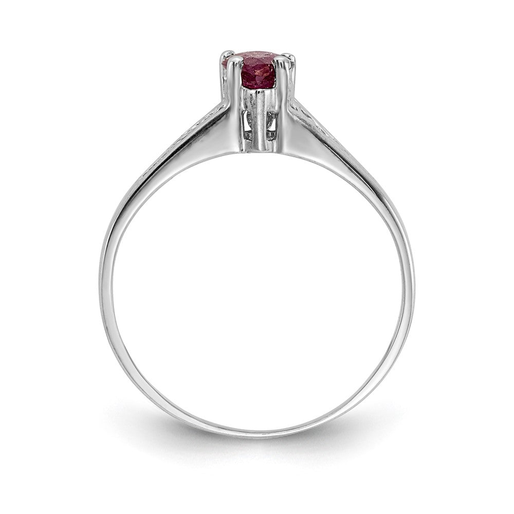 14K Weißgold Ring mit Rubin