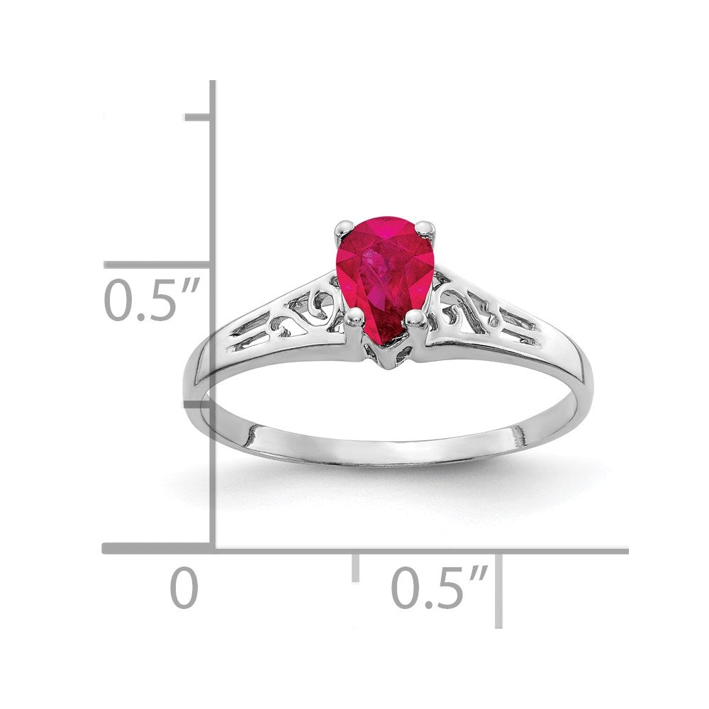 14K Weißgold Ring mit Rubin