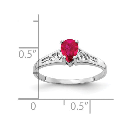 14K Weißgold Ring mit Rubin