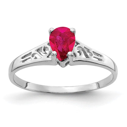 14K Weißgold Ring mit Rubin