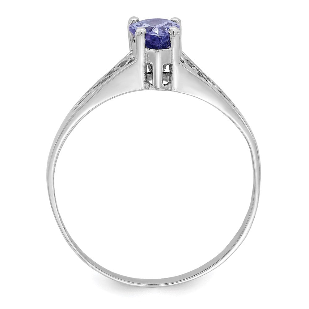 14K Weißgold Ring mit birnenförmigem Tansanit 6x4mm