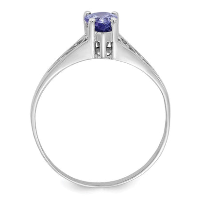 14K Weißgold Ring mit birnenförmigem Tansanit 6x4mm