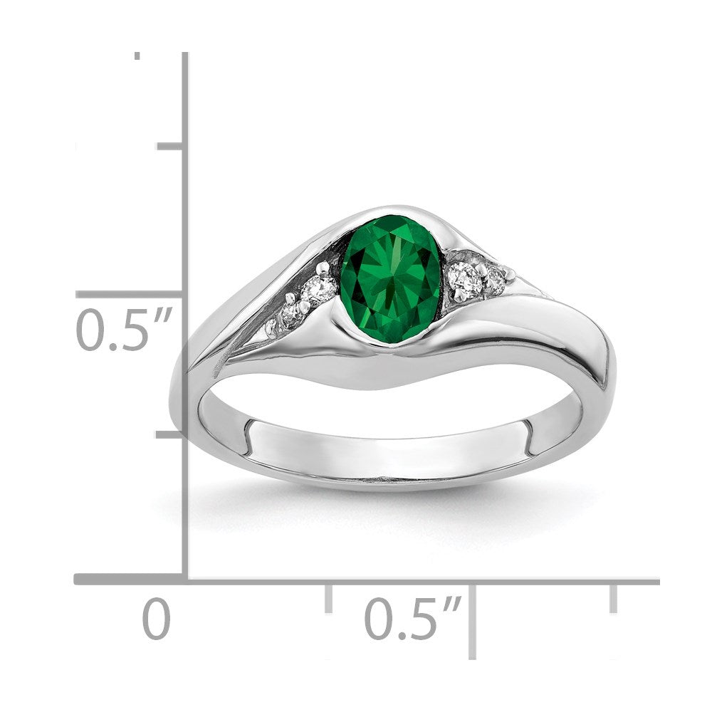 14K Weißgold Ring mit ovaler 6x4mm Fassung, Mount St. Helens, VS, echtem Diamant