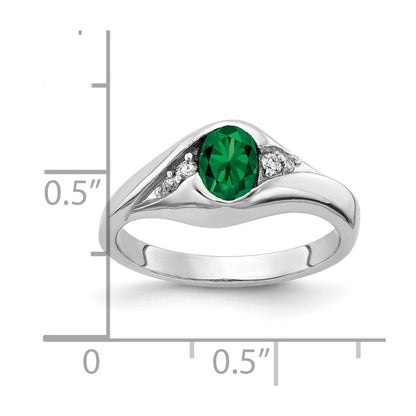 14K Weißgold Ring mit ovaler 6x4mm Fassung, Mount St. Helens, VS, echtem Diamant