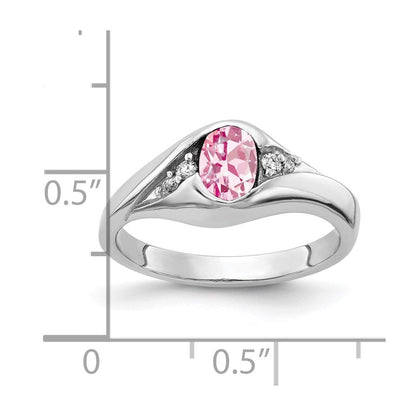 14K Weißgold 6x4mm Oval Rosa Turmalin Aa Diamant Ring