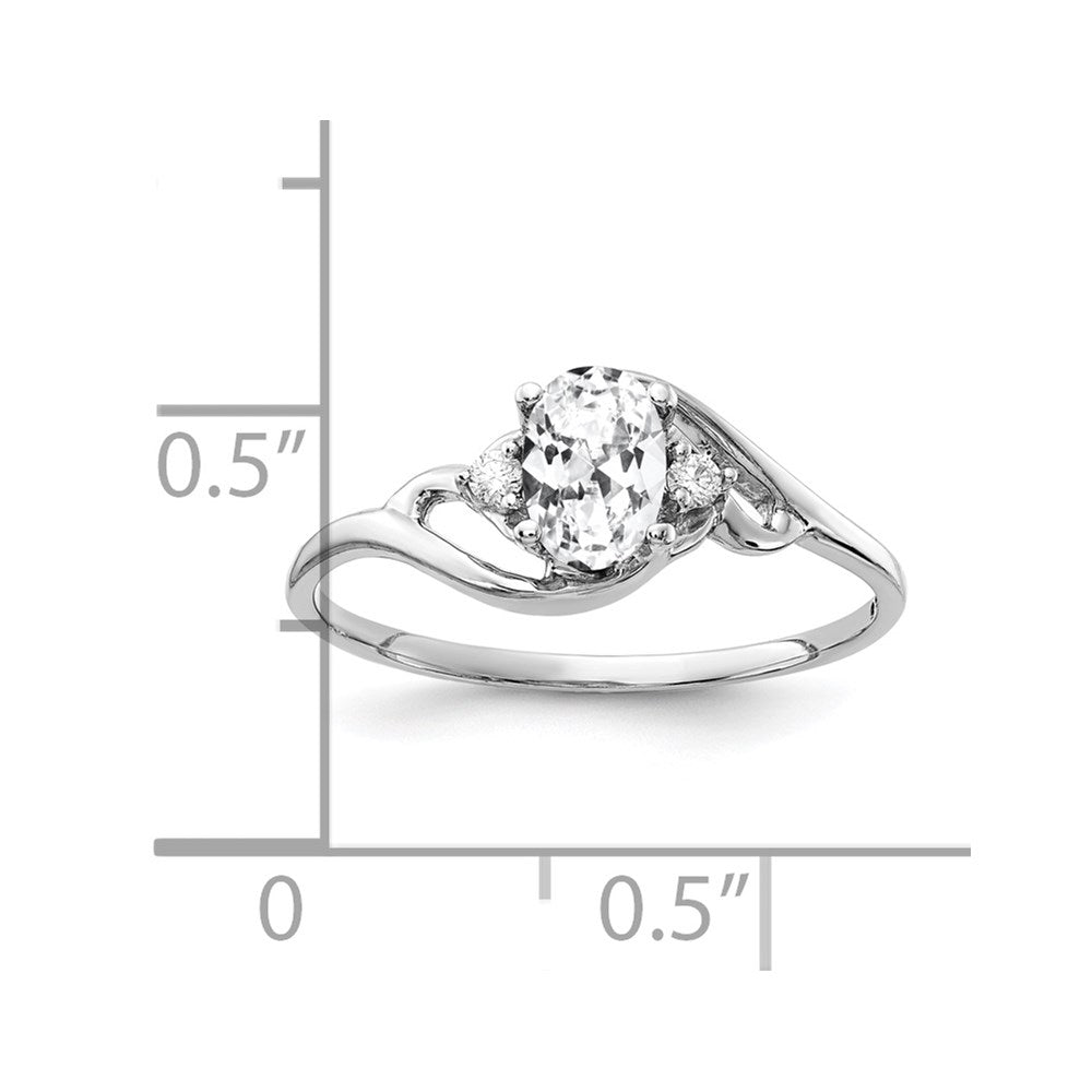 Massiv 14K Weißgold 6x4mm Oval Zirkonia Aaa Synthetisch Zirkonia Ring